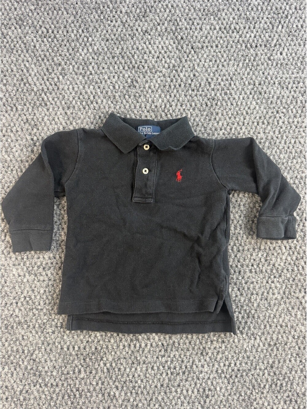 Polo Ralph Lauren Toddler Long Sleeve Polo Shirt Black Red Pony 12 Months